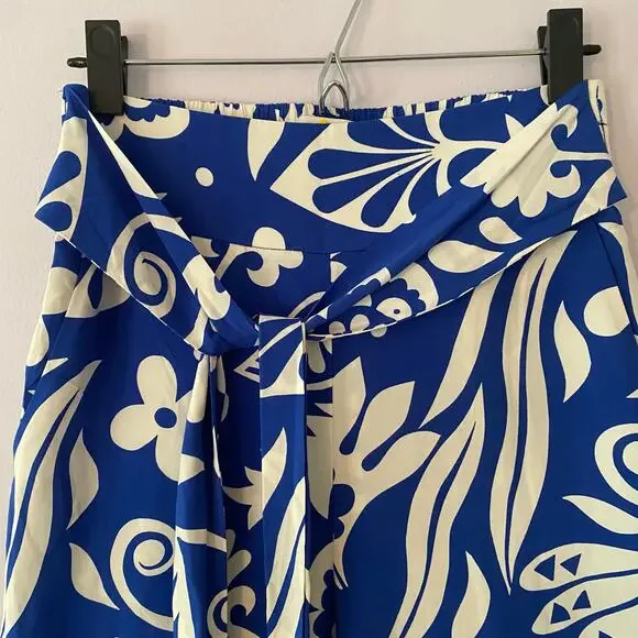 Boden Blue Caithness Wide Leg Crop Pants White Floral Tropical Vacation Women 2 - Picture 4 of 13